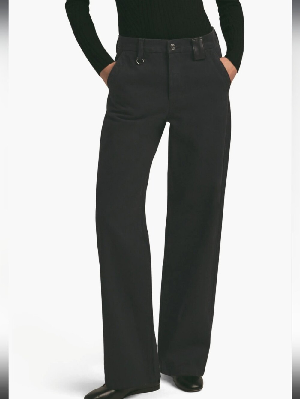 NEW FAVORITE DAUGHTER The Taylor Wide Leg Trouser Jeans Black Womens Size 33